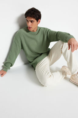 Trendyolmilla Man Mint Unisex Oversize Fit Genis Kal?p Bisiklet Yaka Y?rtmacl? Triko Kazak TMNAW21KZ0552  фото 2