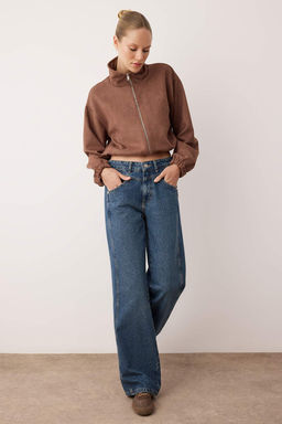 More Sustainable Koyu Mavi Rejeneratif Pamuk Normal Bel Dikis Detayl? Wide Leg Jeans TWOAW26JE00223 - Trendyolmilla фото 2