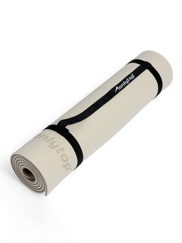 Коврик для фитнеса и йоги ONLYTOP, 183×61×0.8 см, молочный/темно-коричневый