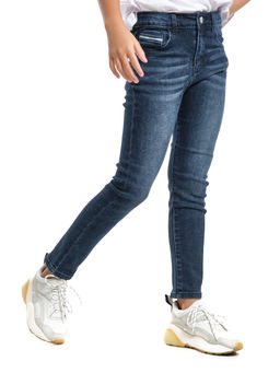 Джинсы синие для девочки 33-1075 синий - Mini maxi фото 6