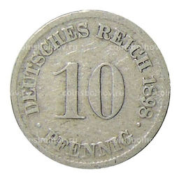 Монета 10 пфеннигов 1898 года D Германия