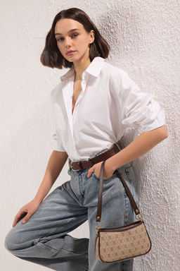 Bej Desenli Ayarlanabilir Ask?l? Kad?n Mini City Omuz Canta TAKSS25OC00057