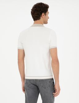 Белая приталенная трикотажная футболка с воротником-поло - Cacharel фото 5