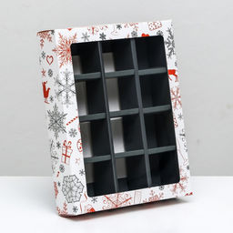 Коробка под 12 конфет новогодняя «Подарки», 19×15×3.5 см