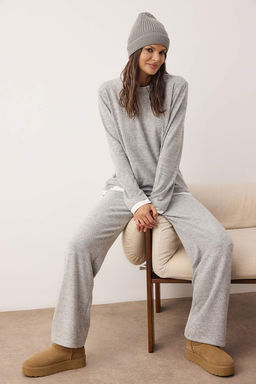 Bej Melanj Cift Katl? K?sl?k Yumos Orme Pijama Tak?m? THMAW26PT00154 - Trendyolmilla фото 6