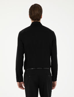 Рубашка Siyah Slim Fit длинный рукав черная