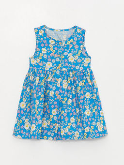 Bisiklet Yaka Desenli Poplin K?z Bebek Elbise