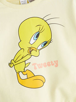 Tweety Bask?l? K?z Bebek Sweatshirt ve E?ofman Alt 2li