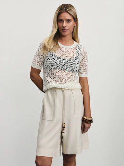 Удлиненные шорты из вискозы на завязках / Zarina  фото 7