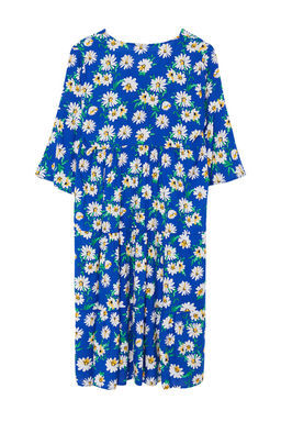 Mavi Cicekli Desenli Genis Kesim V Yaka Dokuma Elbise TWOSS24EL01029