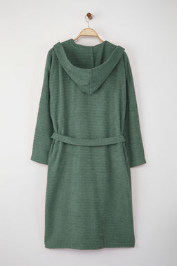 Trendyolmilla Home Ekru Cizgili Baglama Detayl? Unisex Bornoz TPHSS25NZ00000  фото 8