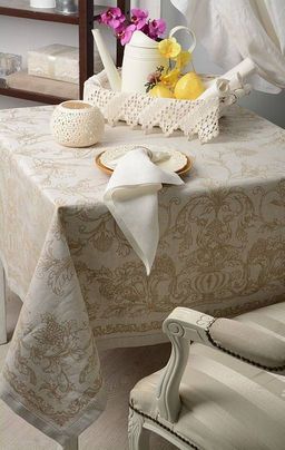 Скатерть Премиум Французский мотив-бежев. п/лен 140*180 см.