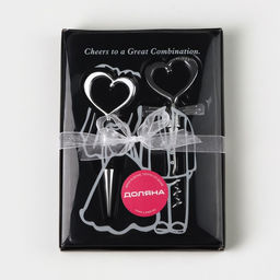 Набор для вина Доляна Сердца, 2 предмета: штопор, пробка фигурная, нержавеющая сталь