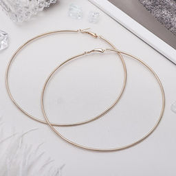 Серьги кольца Классика d=10 см, цвет золото - Queen fair фото 2