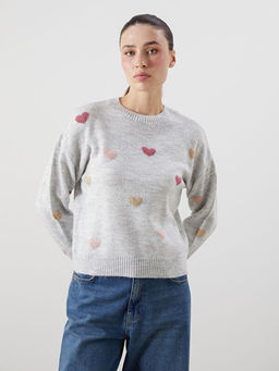 Bisiklet Yaka Desenli Kad?n Triko Kazak