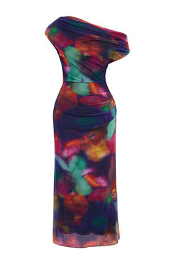 Cok Renkli Desenli Astarl? Tul Orme S?k Abiye Gece Mezuniyet Elbisesi TPRSS25EL00015