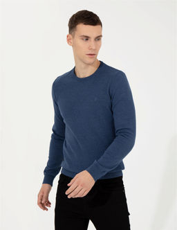 _ndigo Melanj Slim Fit Bisiklet Yaka Basic Triko Kazak - Pierre cardin фото 3