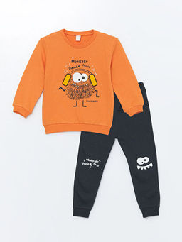 Bisiklet Yaka Uzun Kollu Erkek Bebek Sweatshirt ve E?ofman Alt 2li Tak?m