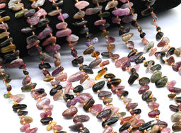 Бусины из турмалина галтовка 5*14мм, 37см, 55 бусин Радуга камня