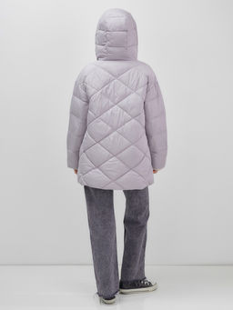 Куртка женская зимняя с капюшоном большого размера фиолетового цвета 1170F - Mtforce фото 14