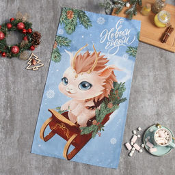 Полотенце Этель Новогодние сани 40х73 см, 100% хл, саржа 190 г/м2