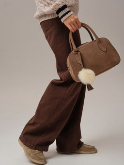 Замшевая сумка Polly DBR 31348 серо-коричневый  фото 6