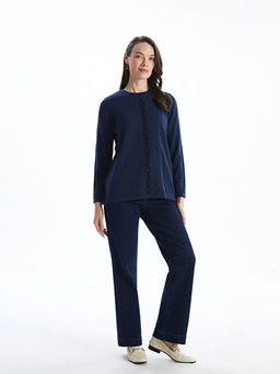 Bisiklet Yaka Desenli Kad?n Triko Kazak