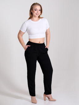 Тонкие летние черные брюки женские больших размеров - Almond фото 3