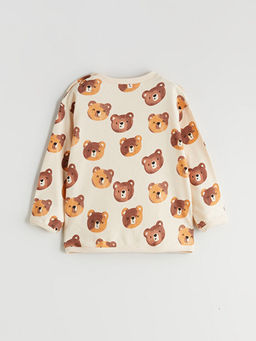 Sevimli Ay? Bask?l? Erkek Bebek Sweatshirt