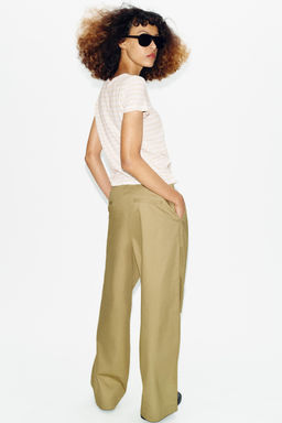 CAMISETA MANGA CORTA CON LINO / rayas - Zara фото 5