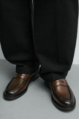 LEATHER PENNY LOAFERS - Zara фото 3