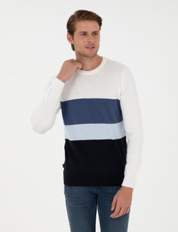 Lacivert Slim Fit Bisiklet Yaka Triko Kazak