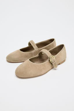SUEDE STRAP BALLET FLATS - Zara фото 10