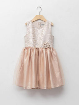 Bisiklet Yaka Desenli K?z ?ocuk Elbise