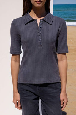 Ekru More Sustainable Fitted/Vucuda Oturan Dugmeli Esnek Orme Bluz TWOAW26BZ00228 - Trendyolmilla фото 7