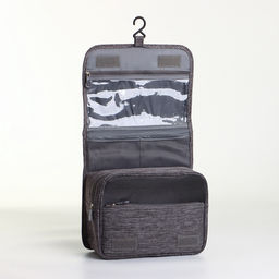 Косметичка-несессер на липучках, с ручкой, цвет серый