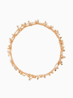 Цепочка со стразами 4 мм. L=100 см, мелкое плетение 2*1,8 мм, цвет золото