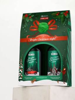 Подарочный набор новогодний: гель для душа, пена для ванны и мочалка, URAL LAB