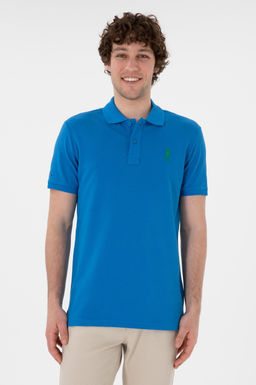 Erkek Slim Fit Polo Yaka Kobalt Basic Ti__rt Sepette S_rpriz _ndirim