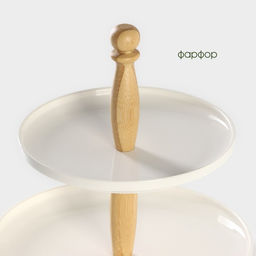 Блюдо 2-х ярусное Доляна Эстет, d=25/20 см, фарфор, белое - BellaTenero фото 3