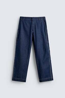 EMBROIDERED STRIPE JEANS - Zara фото 7