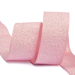 Лента-тесьма 25 мм киперная 5г металлизированная TBYT13 цв.S221 розовый уп.22,85м