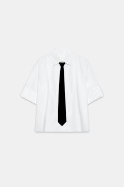 CAMISA PECHERA CORBATA ZW COLLECTION / Blanco - Zara фото 4