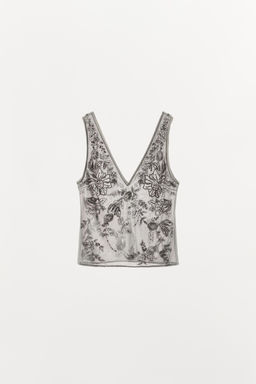 EMBROIDERED TULLE STRAPPY TOP - Zara фото 3
