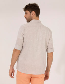 Рубашка Pierre Cardin Regular Fit светло-коричневая с длинным рукавом