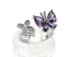 Кольцо бабочка 20*12мм цв.фиолетовый Радуга камня