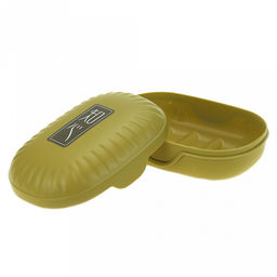 Мыльница настольная пластмассовая "Рельефная" овальная, 13,5х9х5,5см, с крышкой, матовый пластик, цвета микс, в п/эт пакете (Китай)