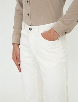 Ekru Slim Fit Kadife Kanvas Pantolon - Pierre cardin фото 5