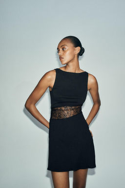 LACE TRIM SHORT DRESS - Zara фото 10
