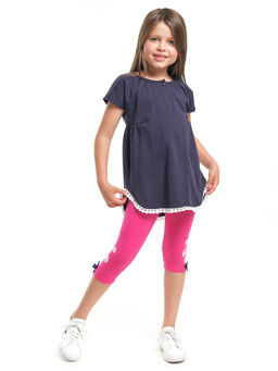 Комплект для девочки детский сад с лосинами UD 1358/4003 т.синий/малиновый - Mini maxi фото 7